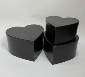 Flower box Heart 29x28x16, 26x25x14, 23x22x12 cm Black